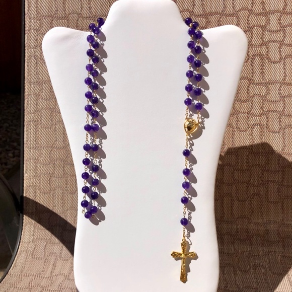 Rosary Beads - Royal Purple and Gold - Picture 2 of 5